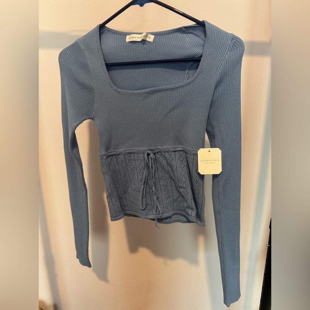 NWT Altar'd State Blue Long Sleeve Tee
